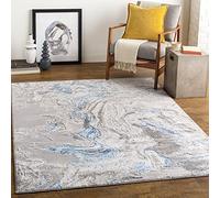 Livabliss Adria Alfombra Abstracta - Alfombra de Pasillo para Cocina, Entrada - Alfombras Salon Pelo Corto, Suave y Lujosa Facil de Cuidar - Alfombras Pasillo Larga de 120x170cm, Gris, Azul y Marfil