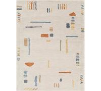 Livabliss Brasilia Alfombra Salon Grande Estilo Moderno Habitacion Cocina - Alfombra Lavable Lavadora de Tejido Plano Grande, 200x275cm, Color Crema, Azul y Terracotacotta