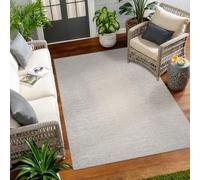 Livabliss Alfombra Exterior/Interior Terraza Geométrica Kemer - Alfombras de Exterior/Interior - Alfombra Boho Resistente a los Rayos UV y a Las Manchas - Alfombras Grande 120x170cm, Marfil y Gris