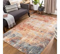 Livabliss Alfombra Exterior/Interior Terraza Geométrica Mijek - Alfombras de Exterior/Interior - Alfombra Boho Resistente a los Rayos UV y a Las Manchas - Alfombras Grande 160x213cm, Óxido y Azul