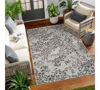 Livabliss Alfombra Exterior/Interior Terraza Geométrica Serik - Alfombras de Exterior/Interior - Alfombra Boho Resistente a los Rayos UV y a Las Manchas - Alfombras Grande 160x213cm, Marfil y Carbón