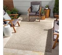 Livabliss Alfombra Exterior Terraza Geométrica Luz - Alfombras de Exterior/Interior - Alfombra Boho Resistente a los Rayos UV y a Las Manchas - Alfombras Grande 160x213cm, Beige
