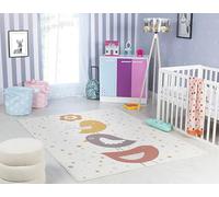 Livabliss Alfombra Infantil habitacion Aves - Alfombra Bebe para Dormitorio, Habitacion de Niños, Guardería o Sala de Juegos - Alfombras Niños Niñas, Color Marfil y Multicolor, 160x213cm
