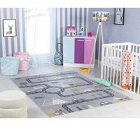 Livabliss Alfombra Infantil habitacion Camino de Tráfico - Alfombra Bebe para Dormitorio, Habitacion de Niños, Guardería o Sala de Juegos - Alfombras Niños Niñas, Color Gris, 160x213cm