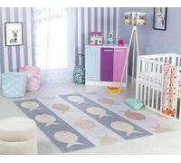 Livabliss Alfombra Infantil habitacion Pez - Alfombra Bebe para Dormitorio, Habitacion de Niños, Guardería o Sala de Juegos - Alfombras Niños Niñas, Color Crema, Gris y Naranja, 80x150cm