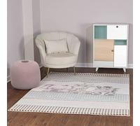 Livabliss Alfombra Infantil habitacion Safari - Alfombra Bebe para Dormitorio, Habitacion de Niños, Guardería o Sala de Juegos - Alfombras Niños Niñas, Color Blanco, Gris y Beige, 160x213cm