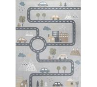 Livabliss Alfombra para Niños Lavable Azul/Gris 140x200