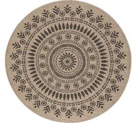 Livabliss Alfombra Redonda Exterior/Interior Efecto Yute Beige/Negro Ø 100