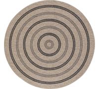 Livabliss Alfombra Redonda Exterior/Interior Efecto Yute Beige/Negro Ø 160