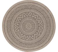 Livabliss Alfombra Redonda Exterior/Interior Efecto Yute Beige/Negro Ø 160