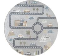 Livabliss Alfombra Redonda para Niños Lavable Azul/Gris Ø 160