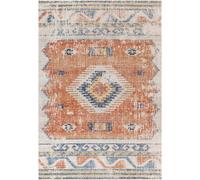 Livabliss Alfombra Exterior/Interior Terraza Lusaka - Alfombra de Pasillo para Cocina, Entrada, Boho Resistente a los Rayos UV y a Las Manchas - Alfombras Grande 160x213cm, Óxido y Azul