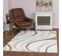 Livabliss Arles Alfombra Abstracta - Alfombra de Pasillo para Cocina, Entrada - Alfombras Salon Pelo Corto, Suave y Lujosa Facil de Cuidar, Alfombras Pasillo Larga de 120x170cm, Blanco, Marrón y Beige