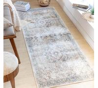 Livabliss Bridgetown Alfombra Salon Grande Tradicional Bohemia Habitacion Cocina - Alfombras Lavable Lavadora de Tejido Plano Grande, 80x220cm, Color Marrón, Crema y Azul