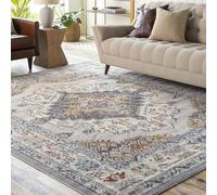 Livabliss Casablanca Alfombra Vintage - Alfombra Salon Grande, Habitacion, Cocina - Alfombras 140x200cm, Estilo Boho y Oriental Multicolor Taupé, Azul y Gris