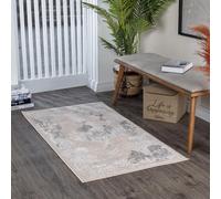 Livabliss Cuerogier Alfombra Vintage Oriental - Alfombra Salon, Habitacion, Pasillo o Dormitorio, Estilo Tradicional Bohemio, Natural, Facil de Limpiar, Alfombras Grande 80x150cm, Beige, Blanco y Gris