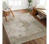 Livabliss Dukan Alfombra Salon Grande Tradicional Bohemia Habitacion Cocina - Alfombras Lavable Lavadora de Tejido Plano Grande, 80x220cm, Color Beige, Marfil y Gris Claro