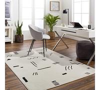 Livabliss Empoli Alfombra Abstracta - Alfombra de Pasillo para Cocina, Entrada - Alfombras Salon Pelo Corto, Suave y Lujosa Facil de Cuidar - Alfombras Pasillo Larga de 200x275cm, Marfil, Gris, Negro