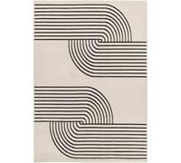 Livabliss Hialeah - Alfombra Abstracta para Sala de Estar de 80 x 220 cm, Pasillo, Comedor, Alfombra Grande de mármol Moderna, Suave, Lujosa, fácil Cuidado, Pelo Medio, Marfil Neutro y Negro