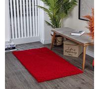 Livabliss Home Shaggy Rug - Alfombra Salon Grande Habitacion, Dormitorio - Alfombra Pelo Largo Berber Abstracta, Pelo Grueso y Esponjoso - Alfombras Grande de 80x150cm, Rojo