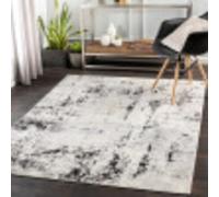 Livabliss Kyoto Alfombra Abstracta - Alfombra de Pasillo para Cocina, Entrada - Alfombras Salon Pelo Corto, Suave y Lujosa Facil de Cuidar - Alfombras Pasillo Larga de 152x213cm, Marfil, Gris y Negro