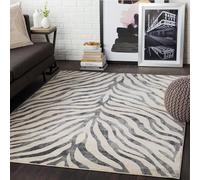 Livabliss Luanda Alfombra Geométrica - Alfombras Salon Modernas, Comedor, Cocina, Habitación - Alfombras Abstractas Estilo Bohemio, Fácil de Cuidar - Alfombra Grande 140x200cm, Gris, Negro y Beige