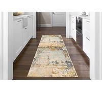 Livabliss Lublin Alfombra Abstracta - Alfombra de Pasillo para Cocina, Entrada - Alfombras Salon Pelo Corto, Suave y Lujosa Facil de Cuidar - Alfombras Pasillo Larga de 80x220cm, Beige, Amarillo, Gris