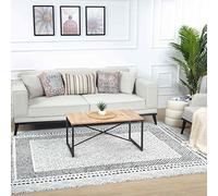 Livabliss Monaco Alfombra Geométrica - Alfombras Salon Modernas, Comedor, Cocina, Habitación - Alfombras Abstractas Estilo Bohemio, Fácil de Cuidar - Alfombra Grande 160x213cm, Gris, Negro y Crema