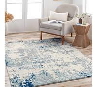 Livabliss Moroni Alfombra Abstracta - Alfombra de Pasillo para Cocina, Entrada - Alfombras Salon Pelo Corto, Suave y Lujosa Facil de Cuidar - Alfombras Pasillo Larga de 160x220cm, Blanco, Rosa, Azul