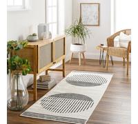 Livabliss Nairobi Alfombra Geométrica - Alfombras Salon Modernas, Comedor, Cocina, Habitación - Alfombras Abstractas Estilo Bohemio, Fácil de Cuidar - Alfombra Grande 80x220cm, Marfil, Negro y Crema