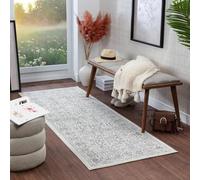 Livabliss Palermo Alfombra Vintage Oriental - Alfombra Salon, Habitacion, Pasillo o Dormitorio, Estilo Tradicional Bohemio, Natural, Facil de Limpiar, Alfombras Grande 80x150cm, Marfil y Gris