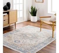 Livabliss Perth - Alfombra Lavable a máquina, Alfombra Vintage para Sala de Estar, Alfombra Grande de 160 x 213 cm, Estilo Bohemio Tradicional, Comedor, Cocina, Exterior, Pasillo, marrón, Gris y Azul