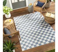 Livabliss Santa Rosa Alfombra Salon Grande Estilo Moderno Habitacion Cocina - Alfombra Lavable Lavadora de Tejido Plano Grande, 160x213cm, Color Azul y Crema