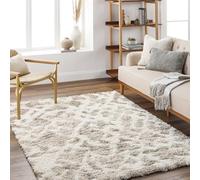 Livabliss Sarajevo Shaggy Rug - Alfombra Salon Grande Habitacion, Dormitorio - Alfombra Pelo Largo Berber Abstracta, Pelo Grueso y Esponjoso - Alfombra Grande de 160x220cm, Beige y Blanco