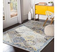 Livabliss Sicily Alfombra Vintage - Alfombra Salon Grande, Habitacion, Cocina - Alfombras 160x220cm, Estilo Boho y Oriental Multicolor Azul, Mostaza, Negro