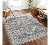 Livabliss Sitra Alfombra Salon Grande Tradicional Bohemia Habitacion Cocina - Alfombras Lavable Lavadora de Tejido Plano Grande, 160x213cm, Color Azul, Beige, Marfil y Gris