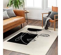 Livabliss Spokane Alfombra Abstracta - Alfombra de Pasillo para Cocina, Entrada - Alfombras Salon Pelo Corto, Suave y Lujosa Facil de Cuidar - Alfombras Pasillo Larga de 152x213cm, Marfil y Negro