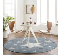 Livabliss Stars - Alfombra Grande para niños, 160 x 160 cm, Color Azul y Gris