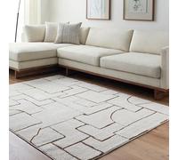 Livabliss Alfombra Abstracta Trogir - Alfombra Salón Grande, Habitación, Dormitorio - Alfombra Salon Pelo Corto, Suave y Lujosa Facil de Cuidar - Alfombra Grande de 160x213cm Marfil, Marrón