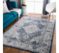 Livabliss Vienna Alfombra Vintage Oriental - Alfombra Salon, Habitacion, Pasillo o Dormitorio, Estilo Tradicional Bohemio, Natural, Facil de Limpiar, Alfombras Grande 200x274cm, Gris y Azul