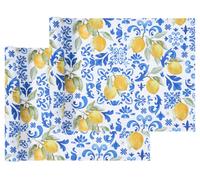 LIVARNO HOME Mantel/ Caminos de mesa pack 2 (Camino de mesa, Limón/azul)