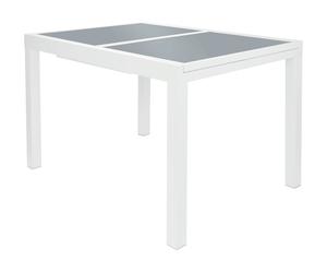 LIVARNO HOME Mesa de jardín de aluminio »Houston« blanco, 120-180 x 89 x 75 cm.