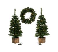 LIVARNO HOME Set de árboles de Navidad y corona de Adviento con LED