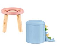 LIVARNO HOME Taburete infantil con almacenamiento y patas de madera.