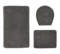 LIVARNO® Juego de baño, lote de 3 (Alfombra/sin recorte para inodoro, gris)