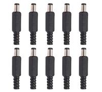 LIVASH 10Pcs 5.5X2.1Mm Soldadura Masculina DC Barril Tip Plug Jack Conectores Rectos para Fuente de AlimentacióN DC Interruptor de Luces LED Negro