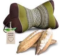 livasia cojín Cervical de Hueso - Ø 15x32cm - Cojín Cervical con Forma de Hueso, Cojín Bordado de sofá, Cojín de Lectura con kapok, para jardín/balcón, Cojín de Viaje Artesano (Marrón/Verde)