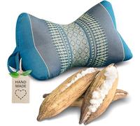 livasia cojín Cervical de Hueso - Ø 15x32cm - Cojín Cervical con Forma de Hueso, Cojín Bordado de sofá, Cojín de Lectura con kapok, para jardín/balcón, Cojín de Viaje Artesano (Azul Claro)