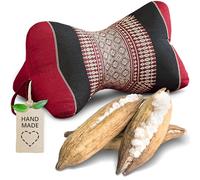 livasia cojín Cervical de Hueso - Ø 15x32cm - Cojín Cervical con Forma de Hueso, Cojín Bordado de sofá, Cojín de Lectura con kapok, para jardín/balcón, Cojín de Viaje Artesano (Rojo/Negro)