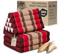 livasia cojín tailandés con 3 Inferiores - 175x50x8cm - Cojín Triangular y colchón Plegable, Almohada,kapok, Cojín Espalda, Esterilla Thai Plegable, Hecho a Mano, Cojín meditación (Rojo Rubí)